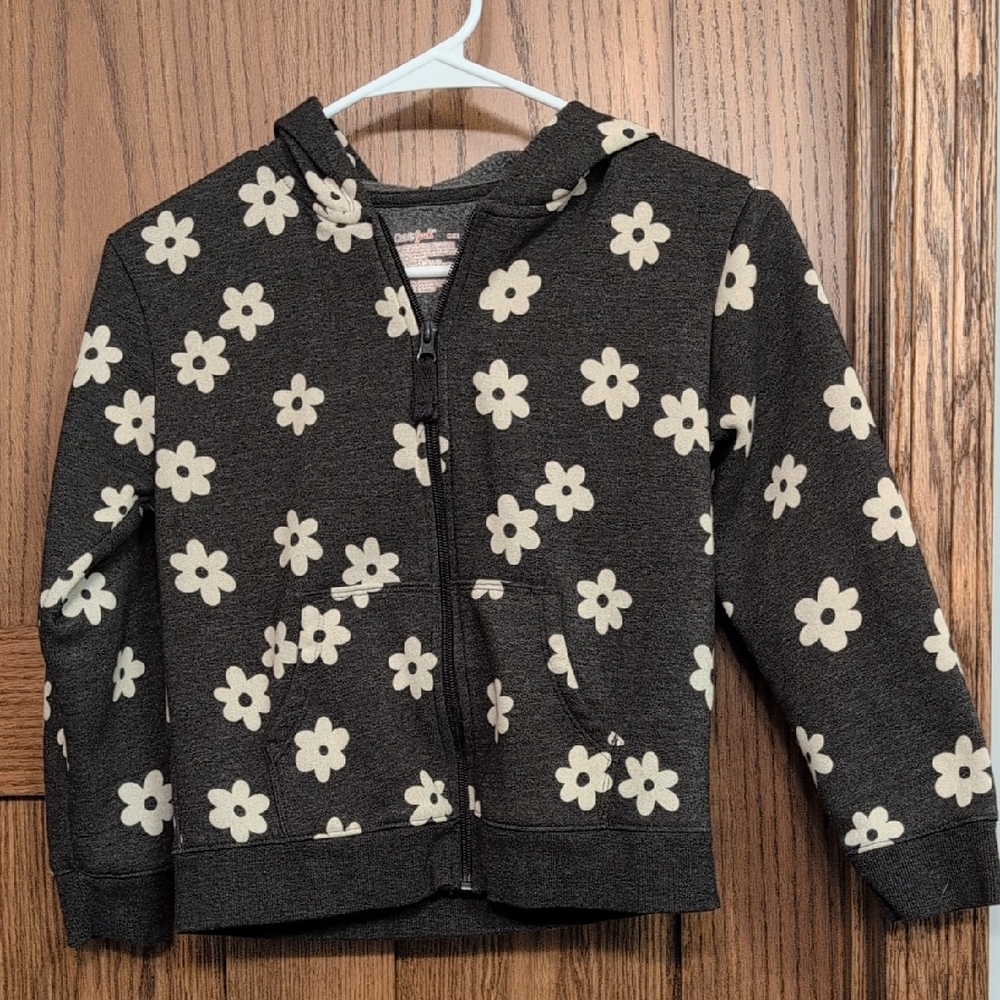 Cat & Jack Gray Hoodie with Cream Floral Design